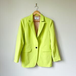 Seven Lab Single-Breasted Rhinestone Skull Notch Lapel Blazer Neon Green XL